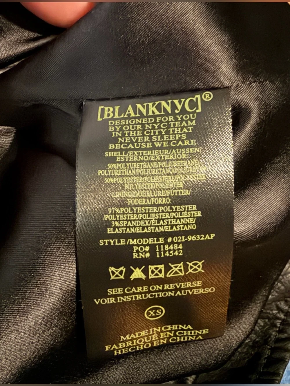 Blank NYC Women Size XS Black Onyx Vegan Leather Moto Jacket Matte Black Zip - Picture 6 of 6